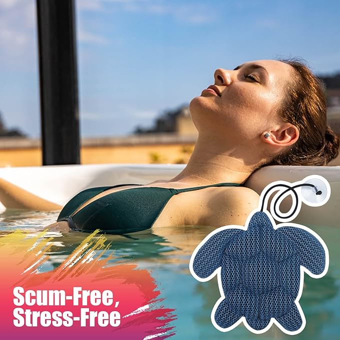 ANSLCA Hot Tub Scum Absorber, 2 Pack Scum Turtle Hot Tub Cleaner Hot Tub Sponges to Soak up Oils- Must Have Hot Tub Accessories for Adults Hot Tub Scum Sponge- Keeps Your Hot Tub Water Clean and Clear