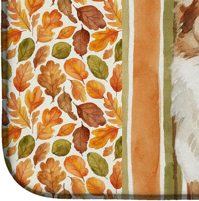 Caroline's Treasures Tan Icelandic Sheepdog Heirloom Fall Dish Drying Mat Absorbent Dish Drying Mat Pad for Kitchen Counter Dish Drainer Mat for Countertop, 14 x 21", Multicolor