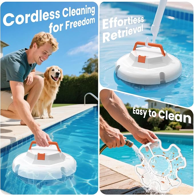 2026 Cordless Robotic Pool Cleaner - 120 Mins Automatic Pool Vacuum for Above Ground Pool & In - Ground Flat Pools up to 1000 Sq.Ft, Robot Pool Cleaner with Self - Parking Tech