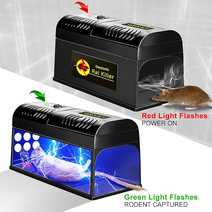 Electric Mouse Traps - Indoor Rats Trap Killer - Reusable Eliminate Rodent Zapper for Home with Powerful Voltage Instantly Kills Rodent in Room, Kitchen, Garage