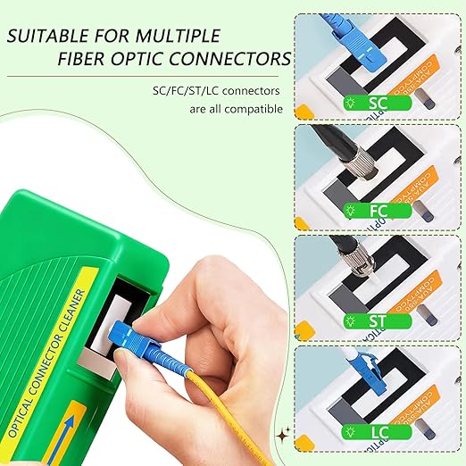 4 in 1 Fiber Optic Cleaner Cleaning Pen Box Kit,2.5mm 1.25mm FC SC ST LC Optical Fiber Cable Connector Endface Optical Clean Tool Set,800+ Cleans,Fiber Optic Cleaner Tools
