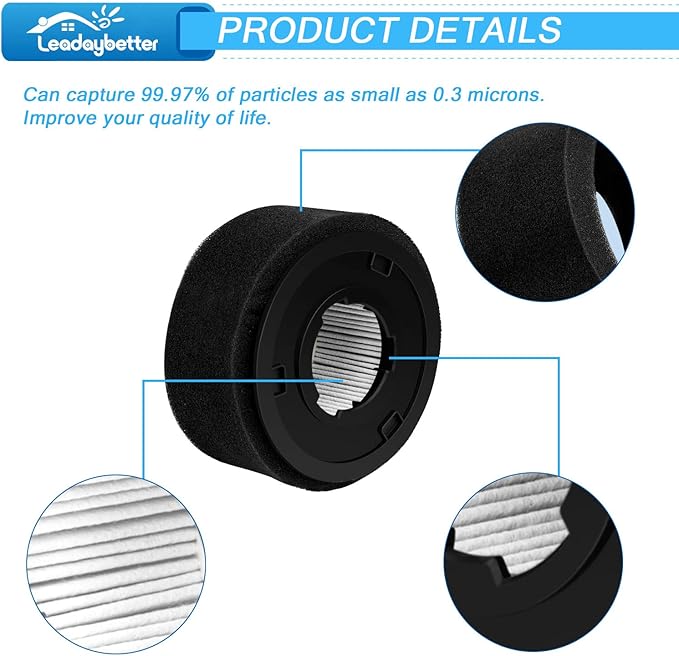 Leadaybetter 4 Pack Replacement Filter for Bissell Power Force & Helix Turbo Inner and Outer Filter Set for Bissell 32R9,203-7913