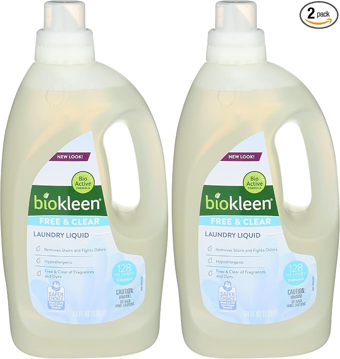 biokleen, Laundry Liquid, Free & Clear, 64 oz (Pack of 2)