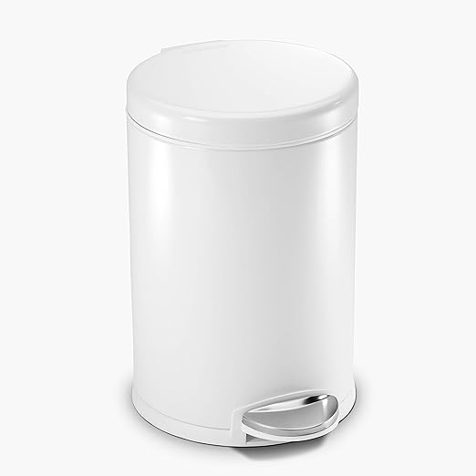 simplehuman 4.5 Liter Bathroom Trash Can, White Steel, Pack of 6