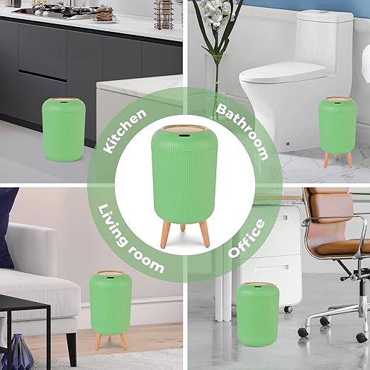 Pukomc Smart Sensor Wastebasket, Convenient and Hygienic Easy to Use, Technology Sensor Waterproof Wastebasket Plastic Trash can for Kitchen, Bathroom, Bedroom, Living Room, Office and Outdoor Green