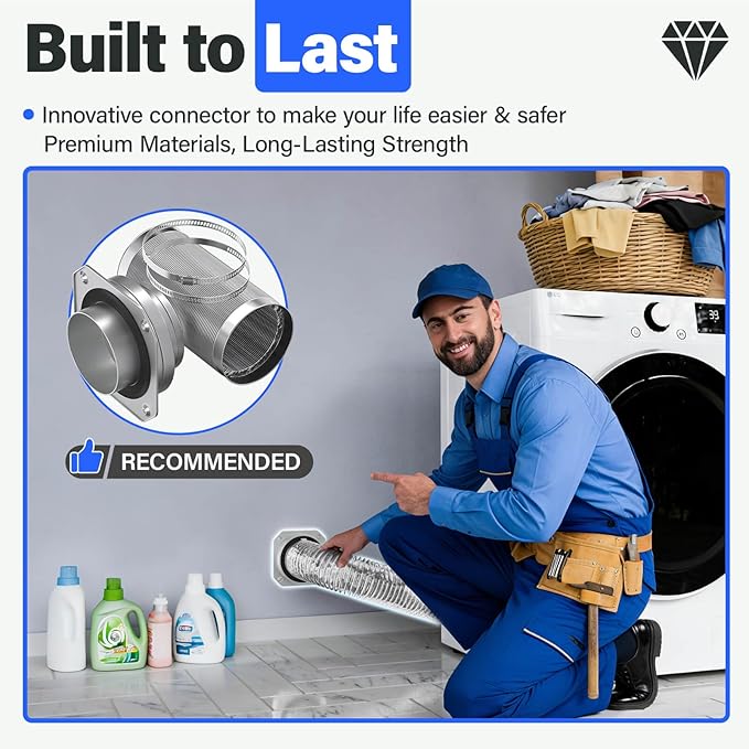 Magnetic Dryer Vent MV-180 Connector Kit, 4 Inch for Tight Spaces, Strong Magnetic Seal, Easy Quick Installation, Improves Airflow & Safety, Easy to Clean