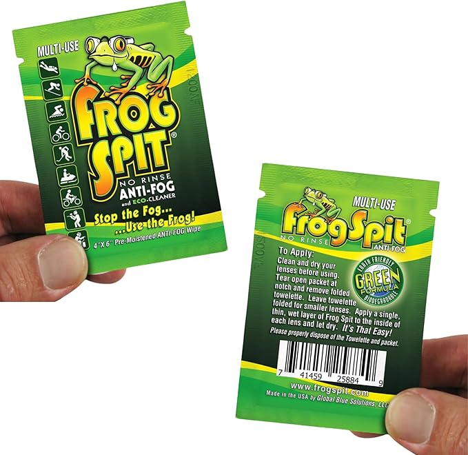 Frog Spit Pre-Moistened Anti-Fog Wipes | 6-Pack | Individually Packaged Travel Anti Fog Wipes for Glasses, Goggles, Face Masks, Helmets, Face Shields
