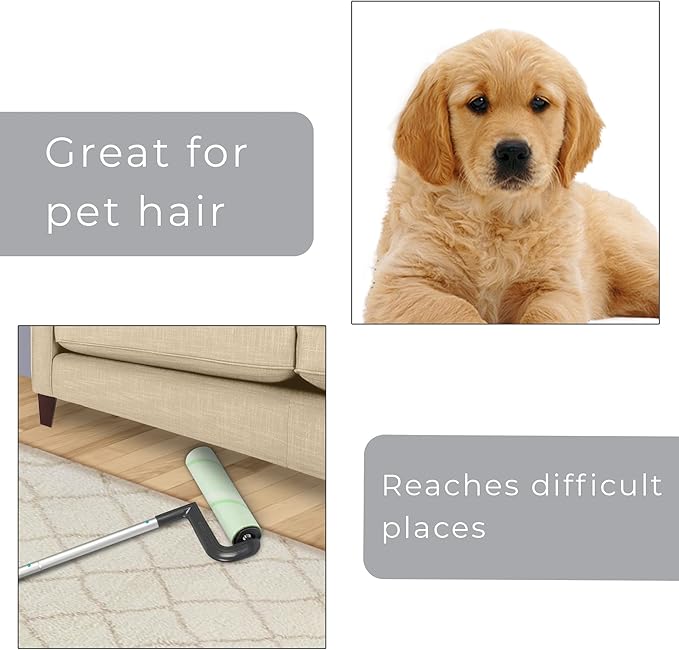 Smart Design Large Mega Floor Lint Roller with Ergonomic Handle - Aluminum Tubes - Includes Adhesive Sheets - for Cleaning, Carpet, Car, Clothing, and Pet Hair - 12.5 x 42 Inch