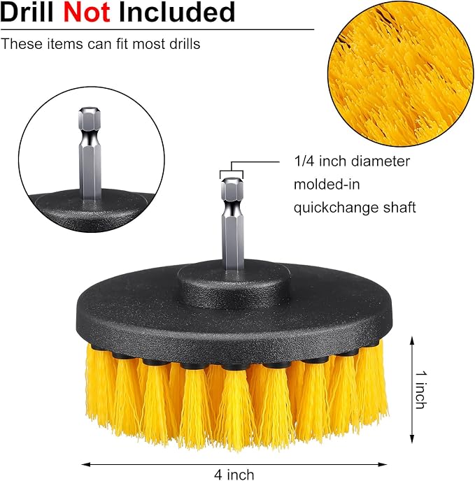 Remerry 6 Pcs Drill Brush Attachment Power Scrubber Cleaning Kit Multi Purpose Set Brushes for Bathroom Surfaces Tub Grout Shower Kitchen Tile Auto Car Boat