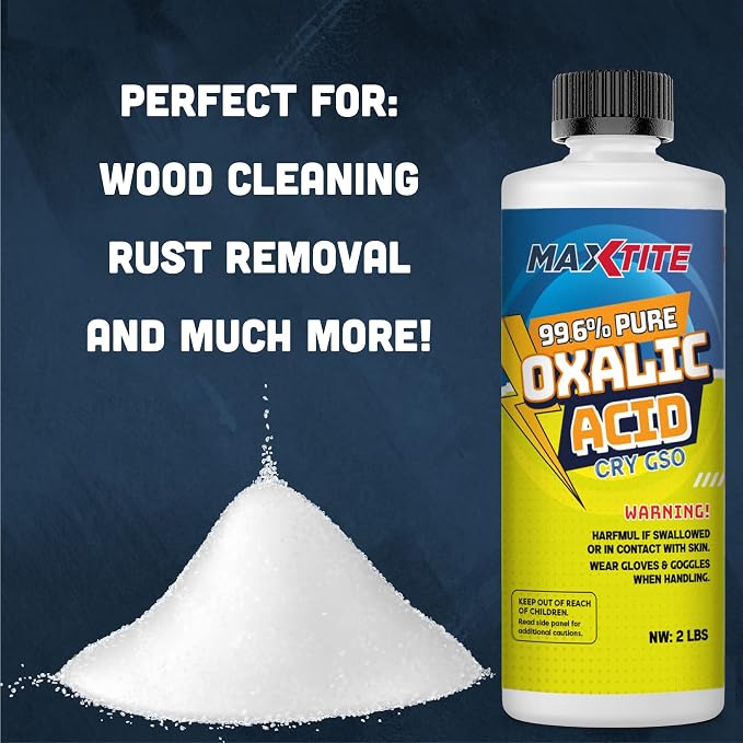 Oxalic Acid (8 lbs) 99.6% Pure - Metal & Wood Cleaning and Bleaching, Rust Removal (C2H2O4) - HDPE Container w/Resealable Child Resistant Cap