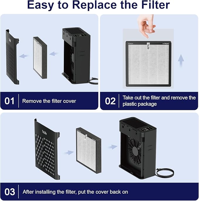 ToLife Air Purifiers for Home Large Room Up to 1295 Ft² with PM 2.5 Display Air Quality Sensor, Auto Mode, Timer, Air Purifier for Bedroom Filters Smoke, Pollen, Pet Dander, Allergies, Black