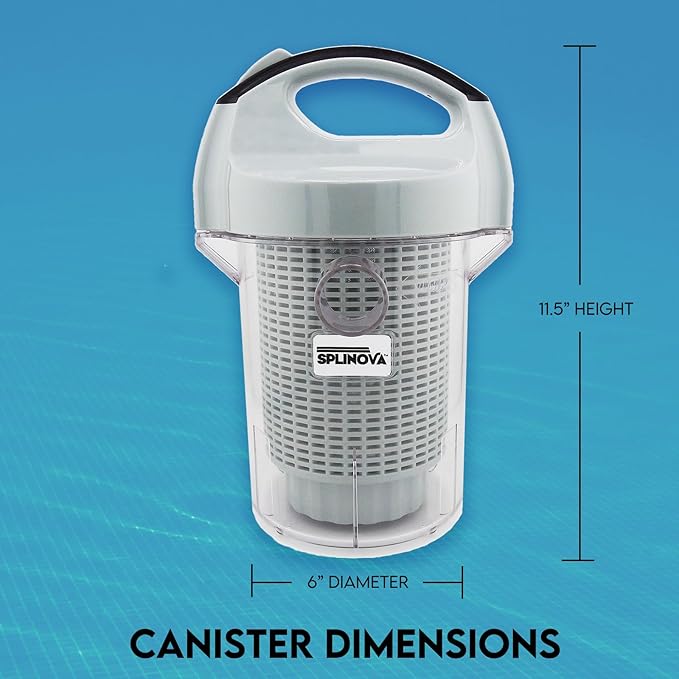 Pool Leaf Canister, Inline Vacuum Filter, Vertical Catcher Design, Quick Clean Easy Removal for Maintenance, Built in Sock for Increased Filtration.