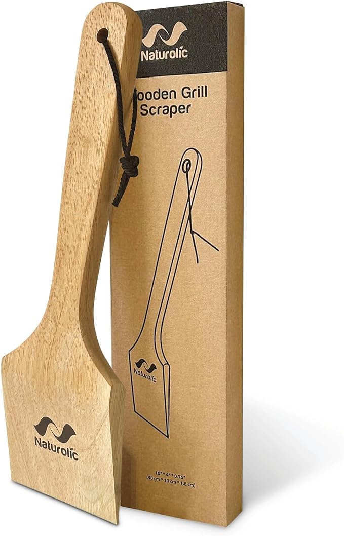 All-Natural Wooden Grill Scraper Tool 16" | Bristle-Free Grill Cleaner for Outdoor Grill | Eco-Friendly BBQ Cleaning Tool for Safe Grate Care