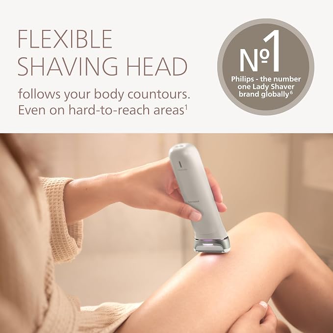 Philips Lady Shaver Series 8000 - Cordless, Wet & Dry Electric Shaver, 3-Blade Shaving System, Flexible Shaving Head, LED Light, for Face, Legs, Body & Bikini, 100 Mins. Runtime, Model BRL159/00