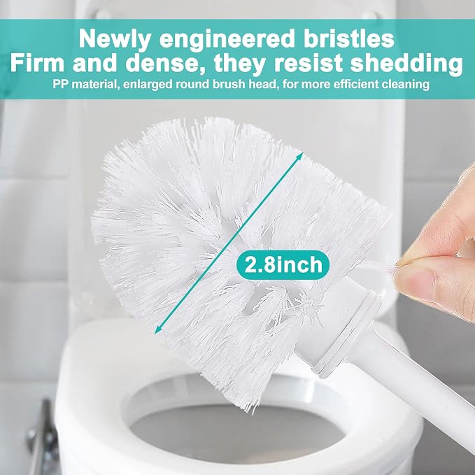 15 Pcs White Toilet Brush Bulk,Commercial Heavy Duty Bowl Cleaner Brush Soft Bristle Long Handle with Hook Hole Plastic Toilet Scrubber for Bathroom(14.2 Inch)