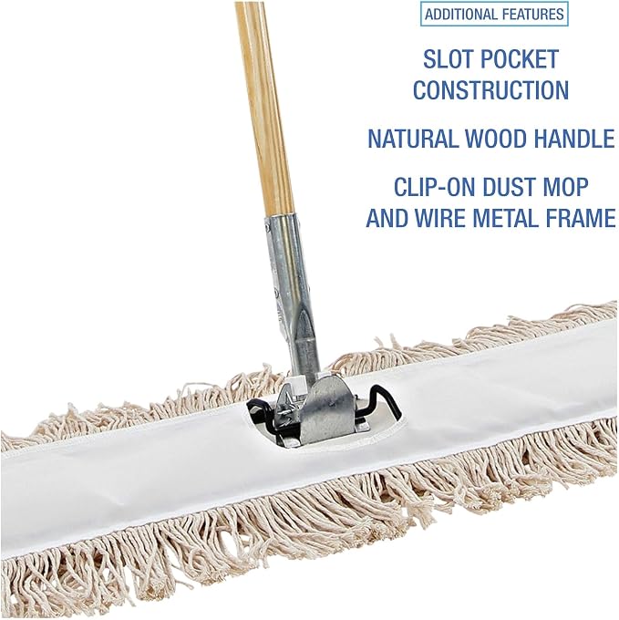 Boardwalk Cotton Dry Mopping Kit, 36 x 5 Natural Cotton Head, 60" Natural Wood Handle