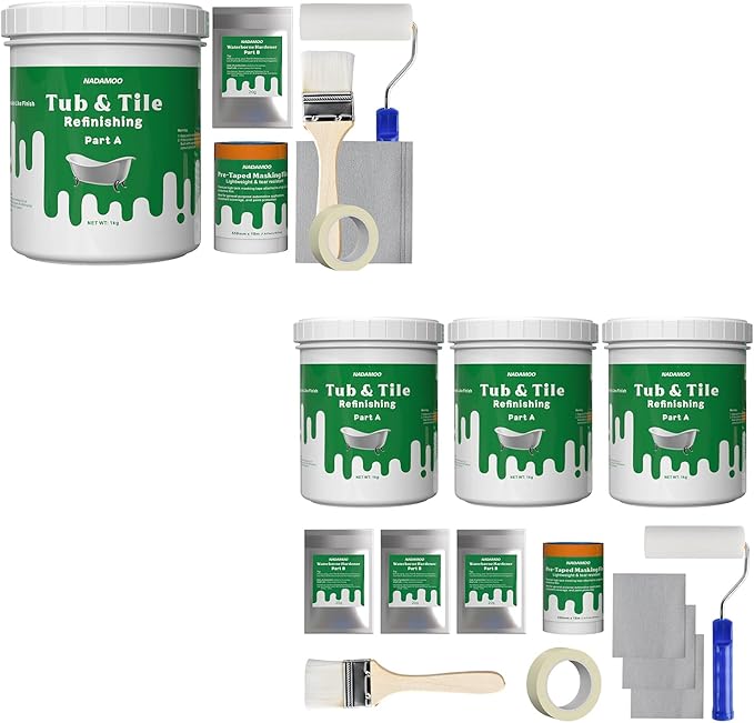 NADAMOO Tub and Tile Refinishing Kit White 4kg （1kg + 3 kg）,