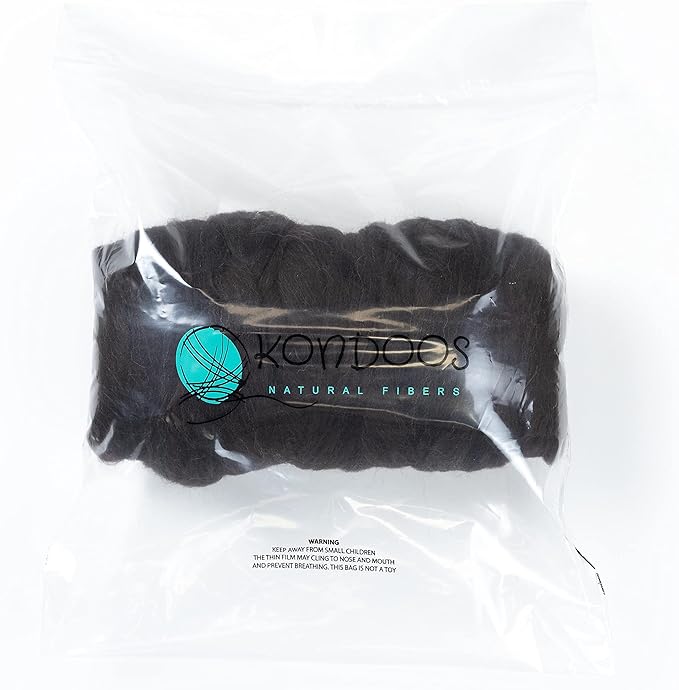 Natural Wool Bulk roving, 1 lb. Best Wool for Spinning, arm Knitting, Felting, Chunky Blankets and Tapestry. Natural Colors, un-Dyed. (Dark Chocolate, 1 lb)