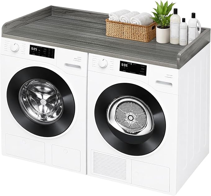 ROYXEN Washer Dryer Countertop, Laundry Countertop Solid Wood, Countertop for All Front-Loaded Washing Machine and Dryer, Extra Room for Laundry Room, Eucalytus