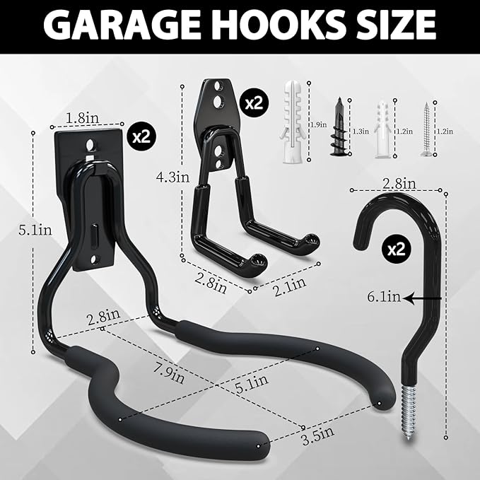 3-H Oversized Garden Power Tool Hanger 2 Pack, Weedeater Hanger,Garage Wall Hooks for Thick Body & Battery-Powered Weed Eater, String Trimmer, Leaf Blower