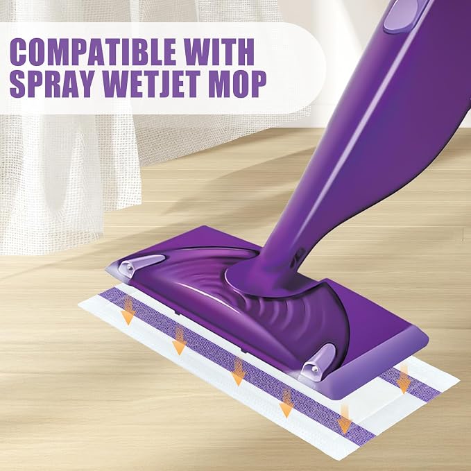 DOCXCDO 80 Pack Disposable Mop Pad Refills for Swiffer Wet Jet Spray Mop，Dry&Wet Mopping Pad Compatible with Swiffer Wet Jet and Any Model of Velcro Mop，Multi Surface WetJet Pad for Floor Cleaning