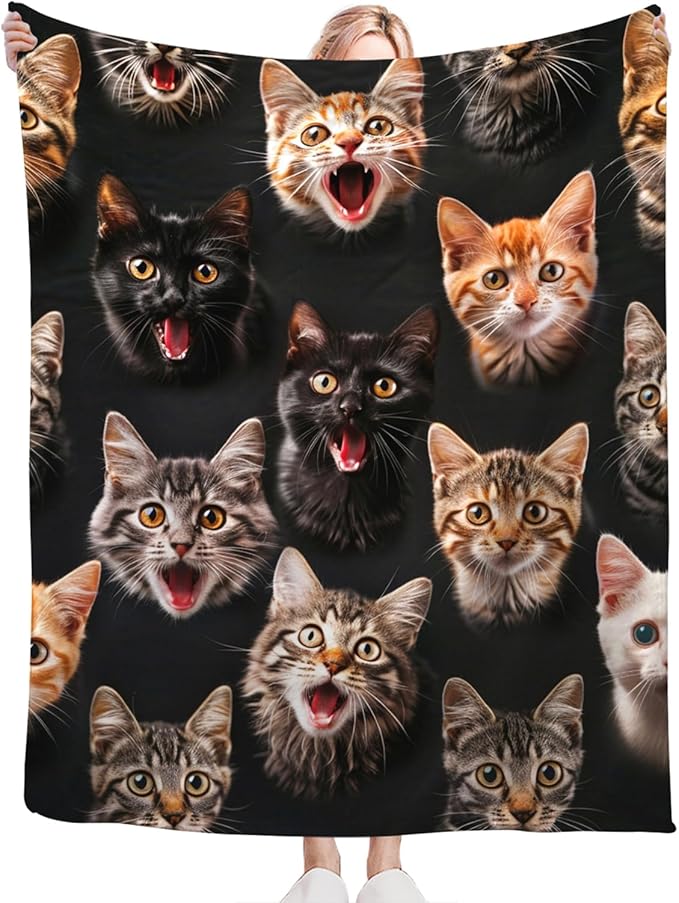 Tijuboni Cats Throw Blanket Cat Gifts for Girls Boys Women Men Kids Adults Soft Flannel Fleece Blanket for Couch Sofa Bed Home Decor 40"x50"