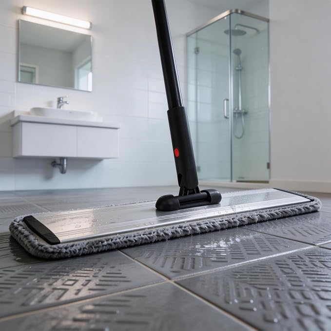 Flat Mop 24in, Heavy Duty Microfiber Wet Mop for Hardwood & Laminate & Tile | Deep clean for hardwood, tile & laminate. 24-inch mop head fits most homes. Includes 4 durable reusable pads & adj. handle.