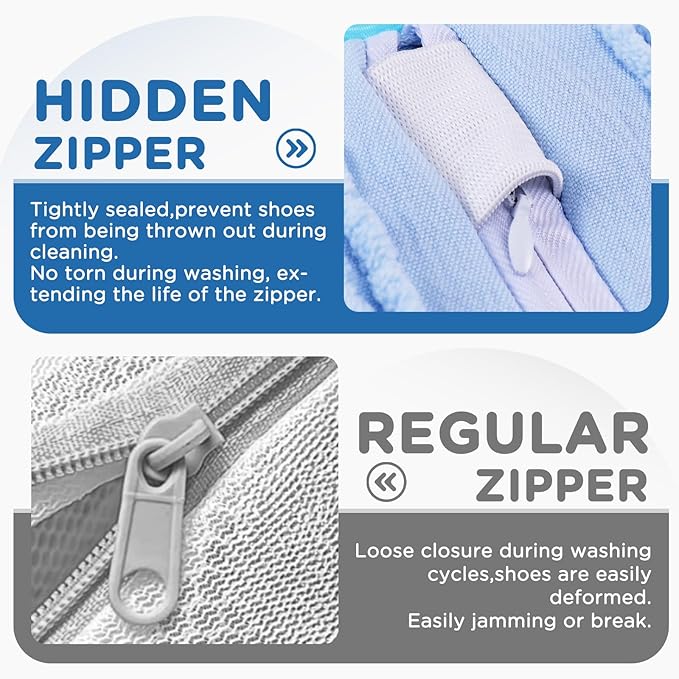Aship Shoe Washing Machine Bag, Laundry Shoes Bag for Washer & Dryer - 2PC Reusable Shoe Cleaning Bag for Sneakers,Tennis Shoes, 360° Deep Cleaning With Self-locking Zipper for All Shoes Sizes - Blue