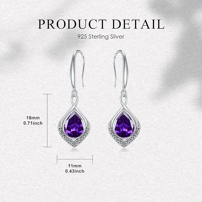 PELOVNY Celtic Knot Filigree Earrings for Women 925 Sterling Silver Moss Agate/Birthstone Infinity Earrings Birthday Christmas Jewelry Gifts for Mom Daughter Wife Sister