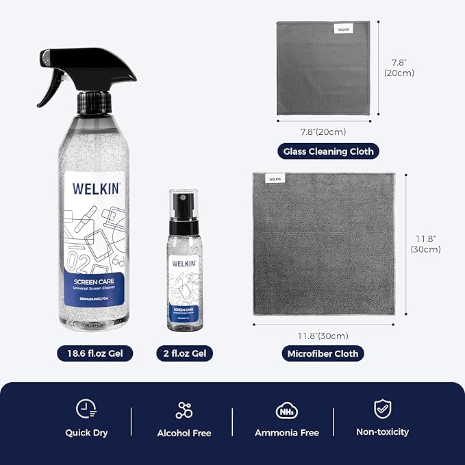 CLICK CLEAN Cleaning Kit, 1 x Cleaning Gel for Car Interior and Keyboard, 2 X Cleaning Gel Mist, 1 Microfiber Cloth and 1 Glass Wipe Included