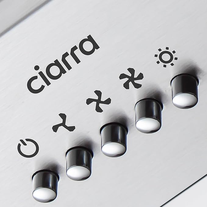 CIARRA Insert Range Hood 20 inch with Push Button Control 650 CFM Black Range Hood Vent with 3 Speed Exhaust Fan