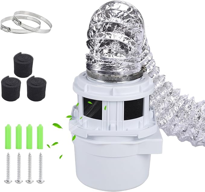 2026 Exclusive 3-in-1 Indoor Dryer Vent Kit with Silver Dryer Vent Hose - Dryer Lint Catcher Box Water Filter Bucket - Indoor Dryer Lint Trap for Electric Dryer