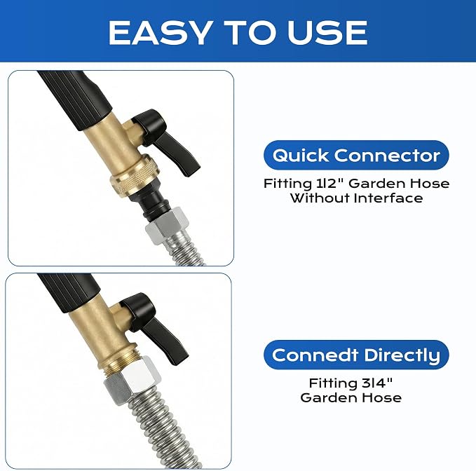 Jet Nozzle High Pressure Hose Nozzle, 2026 Upgraded Extendable Power Washer Wand with 2 Spray Jet Hose and 1 High Pressure Dual Nozzle Washer Tools for Garden Hose, Car Washing, Patio and Floor