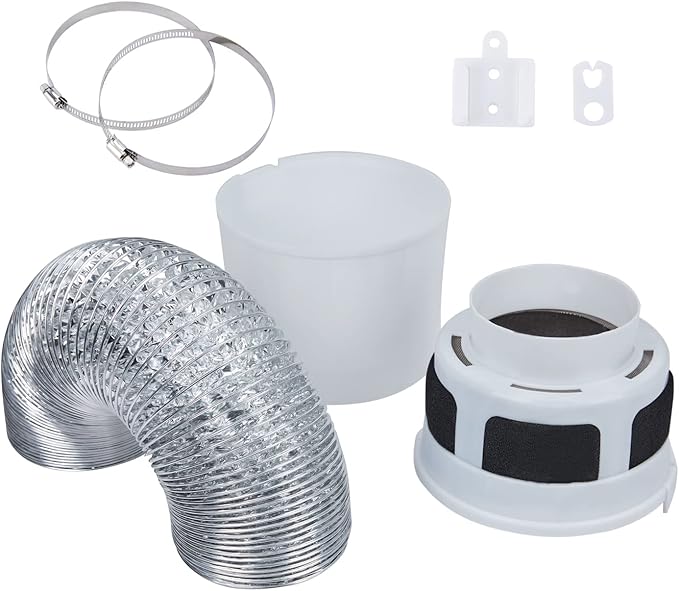3 IN 1 Indoor Dryer Vent Kit Filter Bucket for Electric Dryer with 4-Inch by 8-Feet Proflex Duct (Silver)