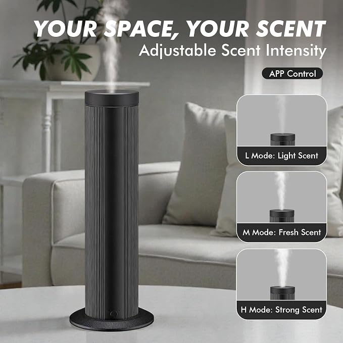 Waterless Essential Oil Diffuser with App Control, Cold-Air Nebulizing Aroma Machine, Covers Up to 1000 Sq Ft, Ultra-Quiet, USB-C Powered