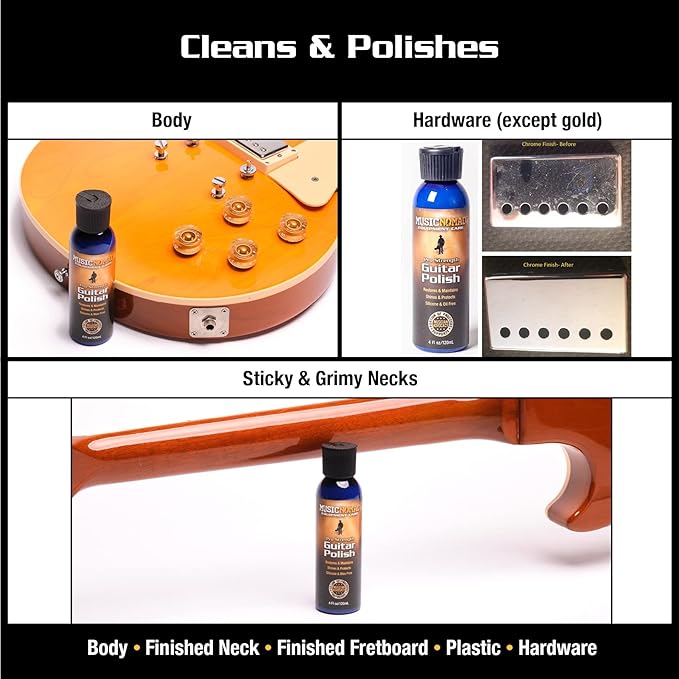 MusicNomad Guitar Complete Cleaning & Care Kit: Cleaner, Polish, Fretboard Oil & 2 Cloths (MN108)
