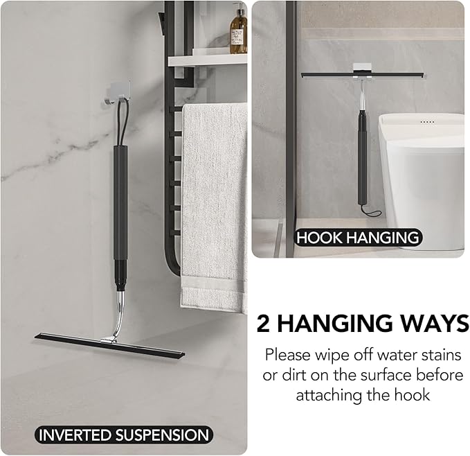 Shower Squeegee for Glass Doors, Telescopic Window Cleaner Tool | 15-51" Squeegee for Shower Glass, Squeegee for Window Cleaning with Long Handle for Tile Walls, Sliding Door, Car Windshield