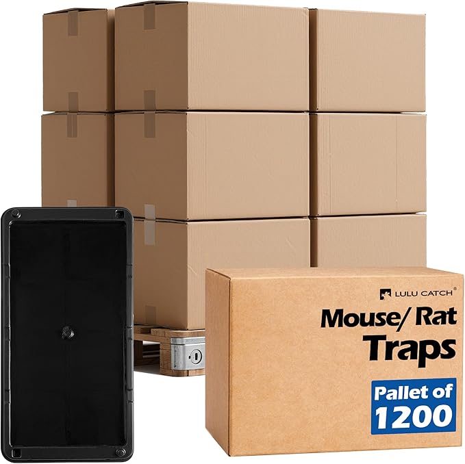 LULUCATCH Mouse Traps, 1200 Pack Large Glue Traps Mouse Traps Indoor for Home, Pre-Baited Non-Toxic Bulk Glue Boards for Mice, Snakes, Rat, Lizard, Cockroach & Spiders, Pet Safe, Easy to Use