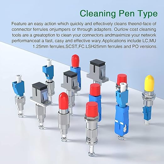 Fiber Cleaner, Fiber Optic Cleaner Pen for 2.5mm Ferrules SC,FC,ST,SC/APC and FC/APC,800+ Clean Times