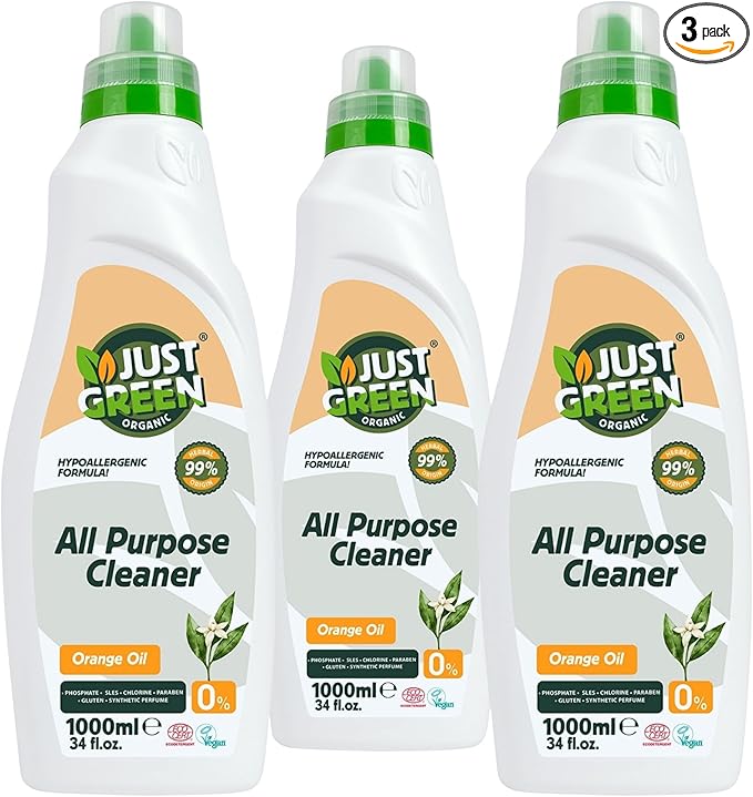 All Purpose Cleaner Spray, Plant-Based Multi-Surface Cleaner, Non-Toxic, Hypoallergenic, EcoCert Certified, Vegan, 33.8 fl oz (1000 ml) - 3 Pack