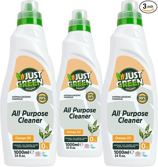 All Purpose Cleaner Spray, Plant-Based Multi-Surface Cleaner, Non-Toxic, Hypoallergenic, EcoCert Certified, Vegan, 33.8 fl oz (1000 ml) - 3 Pack