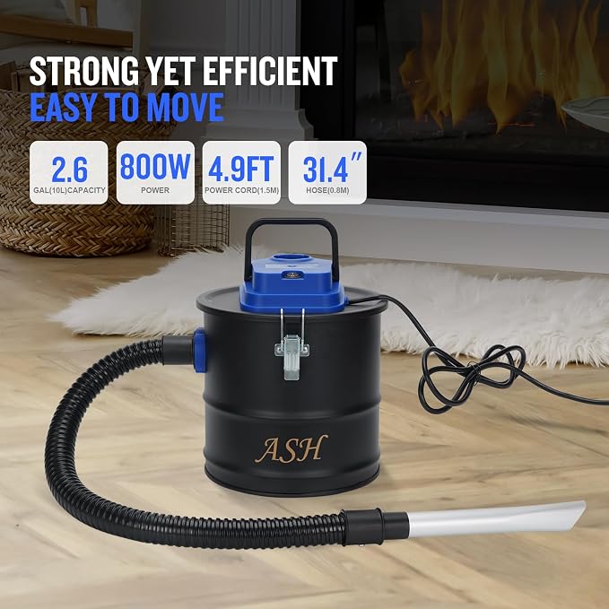 Ash Vacuum Cleaner -2.6 Gallon Fireplace Ash Vac with 800w - Firewood Carriers with Handles - 39×18Inch Log Carrier