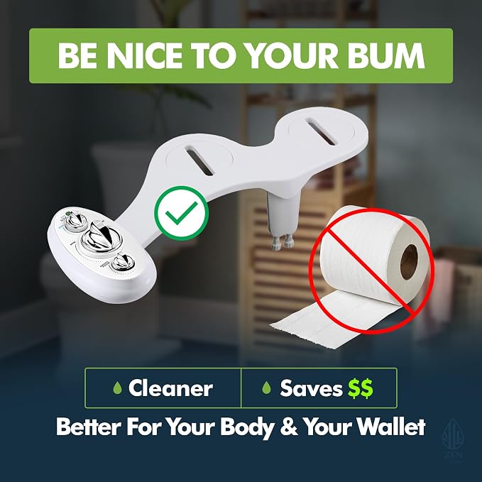 Warm Hot and Cold Bidet Attachment- Dual Nozzle Warm Water Bidet Attachment for Toilet with Self-Cleaning Nozzles and Ceramic Valves - Easy to Install Bidet with Picture Instructions
