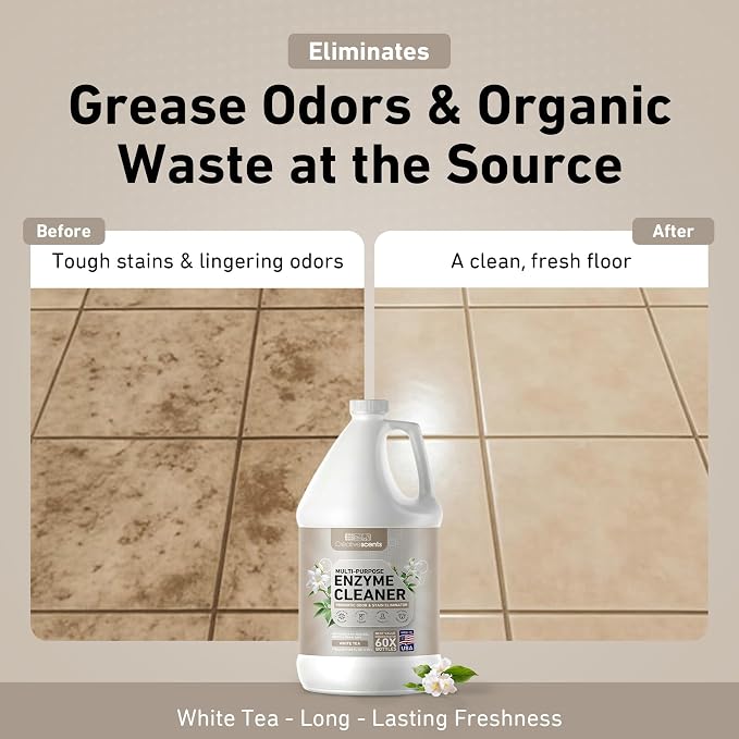 Creative Scents Multipurpose Enzyme Cleaner | Super Concentrated for Floor, Carpet, Drain | Pet Urine Odor Eliminator | Enzyme Cleaner for Cat Urine & Dog Poop | 1 Gallon - White Tea & Ocean Breeze