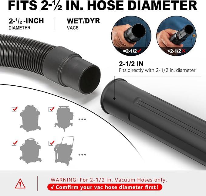 Sealegend Gutter Cleaning Tools for 2-1/2 in. Wet/Dry Vacuum Cleaner, Shop Vacuum Hose Attachments for Cleaning or Blowing Debris from Gutters, 2-1/2 in. Upgrade Lockout Design Shop Vac Accessories