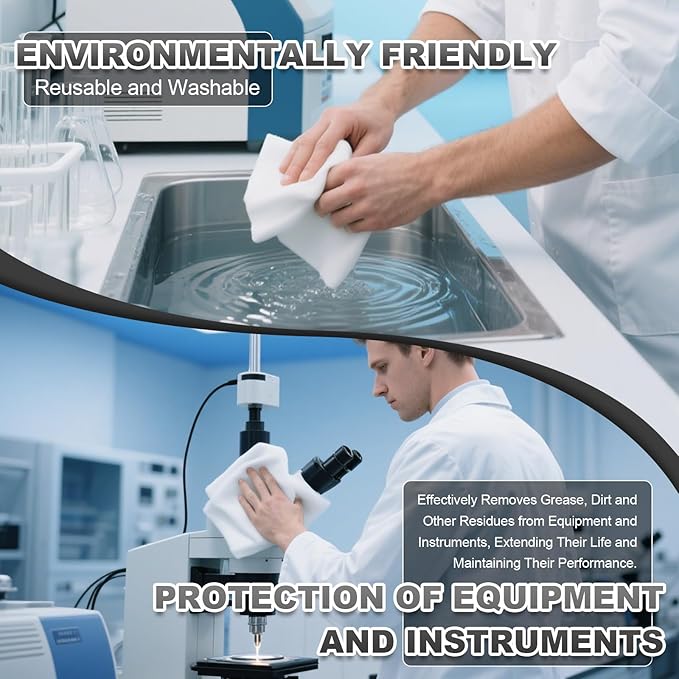 Cleanroom Wipers 4"x4"(400 Pcs, 100% Polyester, Class 100, 120GSM) Double Knit 100% Lint Free Cloths with Ultra-fine Filaments, Laser Sealed Edge Ultra-Soft Wipers
