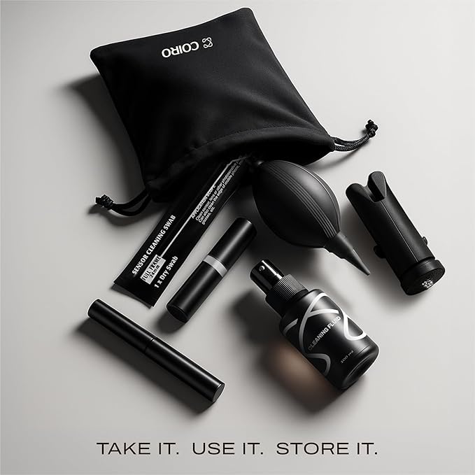 C Coiro Camera Lens Cleaning Kit for DSLR and Sensitive Electronics, 9-in-1 Lens Cleaner Spray, Camera Pen, Blower, Wipes, Sensor Cleaner, Photographer Gifts & Accessories