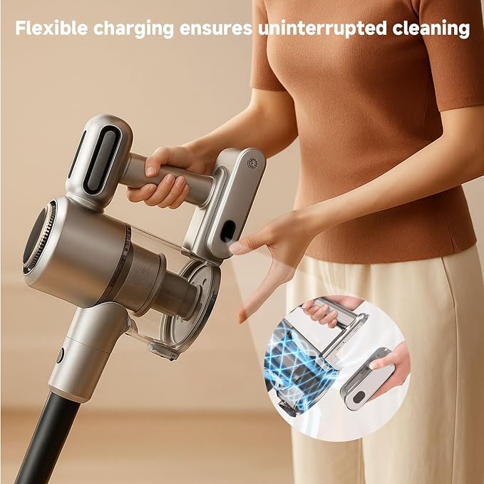 Cordless Stick Vacuum Cleaner - Rechargeable,40Kpa Powerful Suction Vacuum for Home,45Mins Runtime,Detachable Battery,Anti-Tangle, 8 in 1 Lightweight Vacuum for Pet Hair Carpet Hardwood,Silver