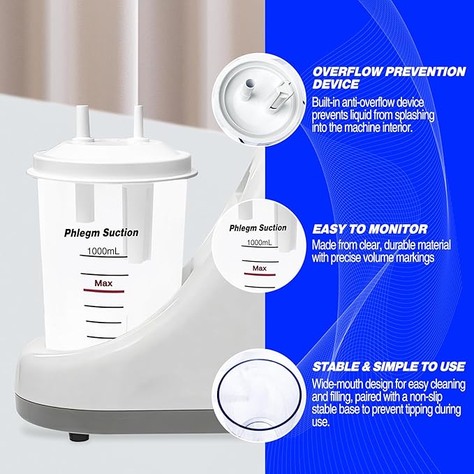 1000ml Liquid Storage Bottle Kit for Portable Suction- Collection Bottle, Main Suction Tube, Connection Tube and Air Filter