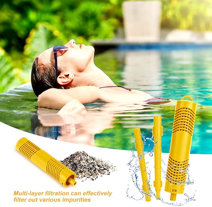 Spa Mineral Stick 4 Pack Hot Tub Filter with 4 Months Lifetime Cartridge Universal for Spas Filters Swimming Pool Fish Pond (Yellow)